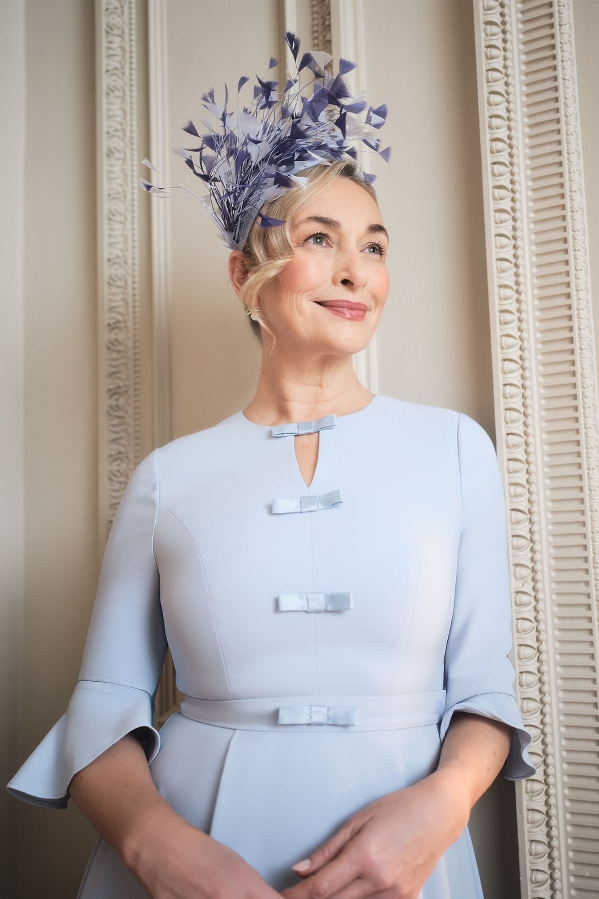 Coast Coast Women's Lisa Tan Feather Detail Fascinator in Slate Blue