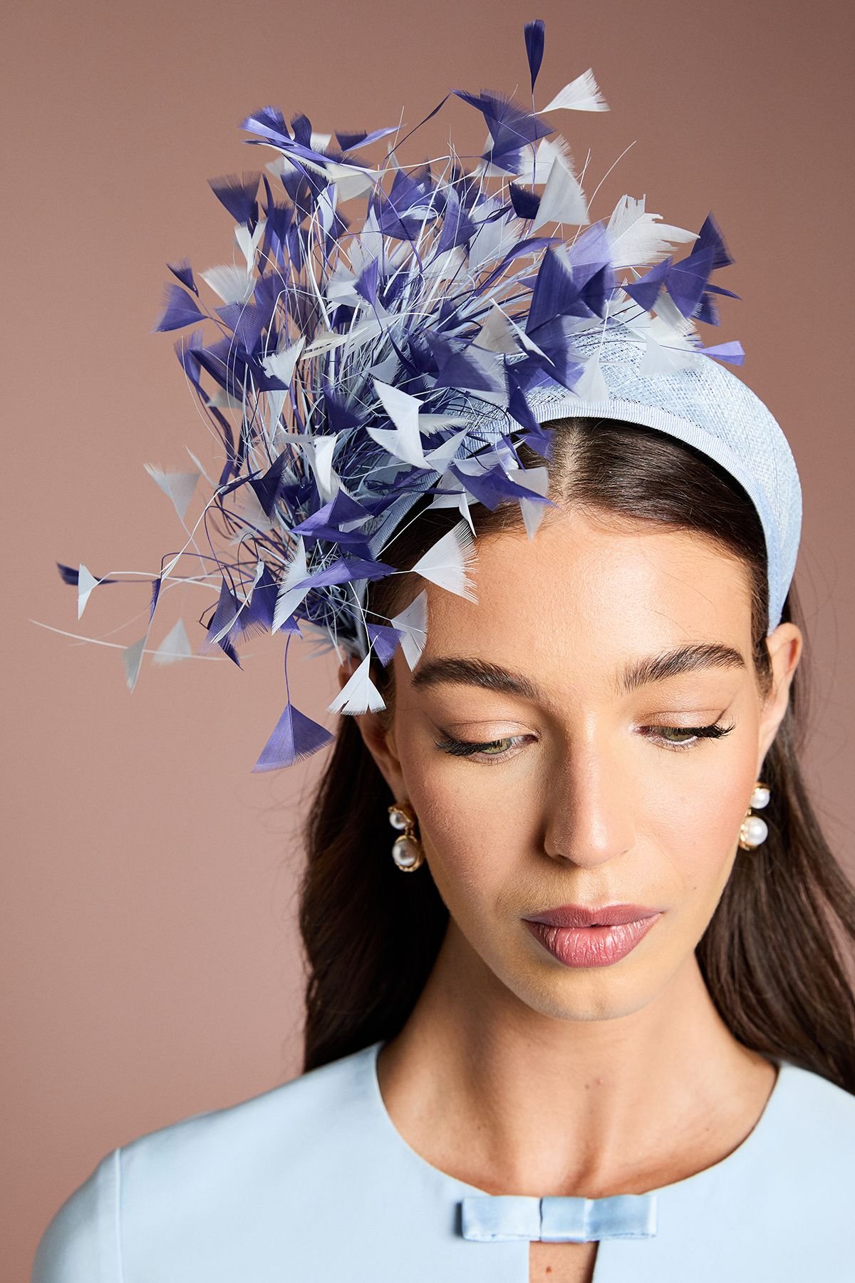 Coast Coast Women's Lisa Tan Feather Detail Fascinator in Slate Blue - 3