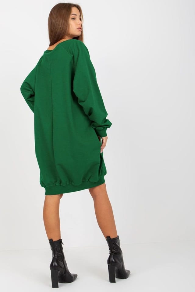 Love Lace Love Lace Women's Long V Neck Sweatshirt with Jet Stone Print Style 206025 in Green - 3