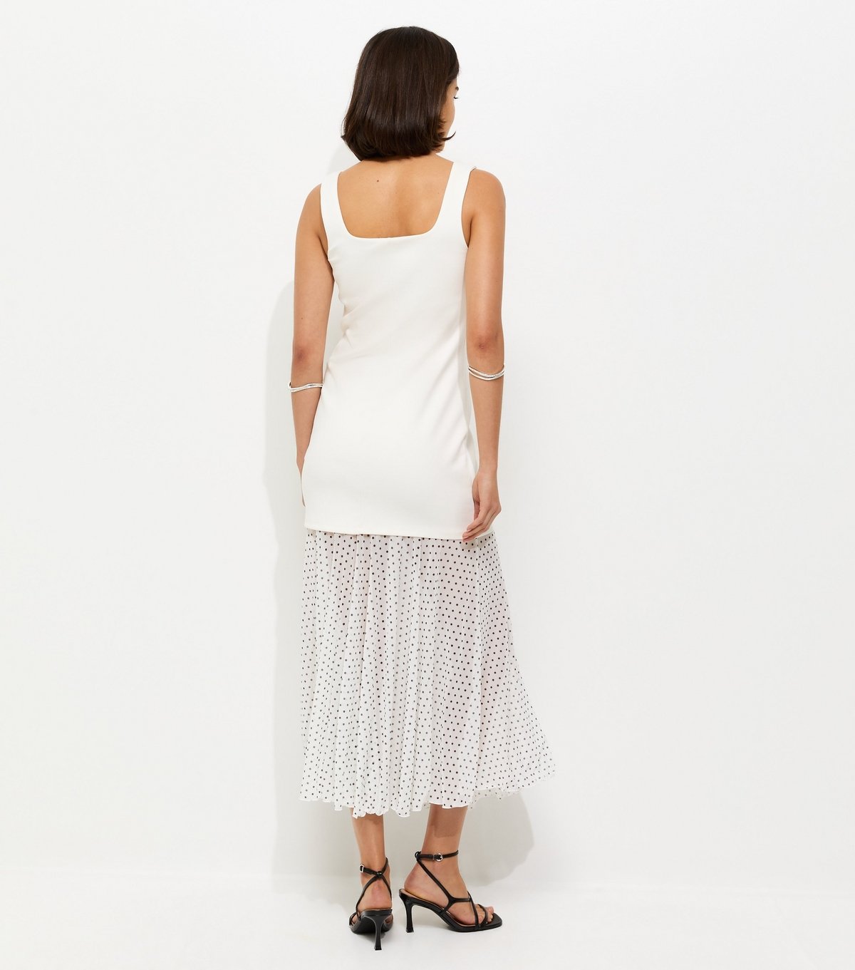 New Look Women's White 2-in-1 Polka Dot Midi Dress New Look - 4