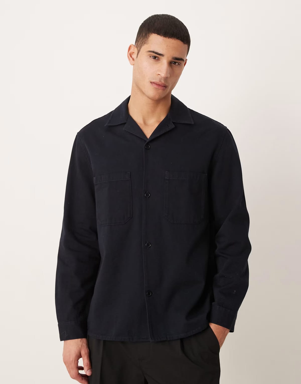 ASOS ARKET pure cotton shirt in navy blue - 1