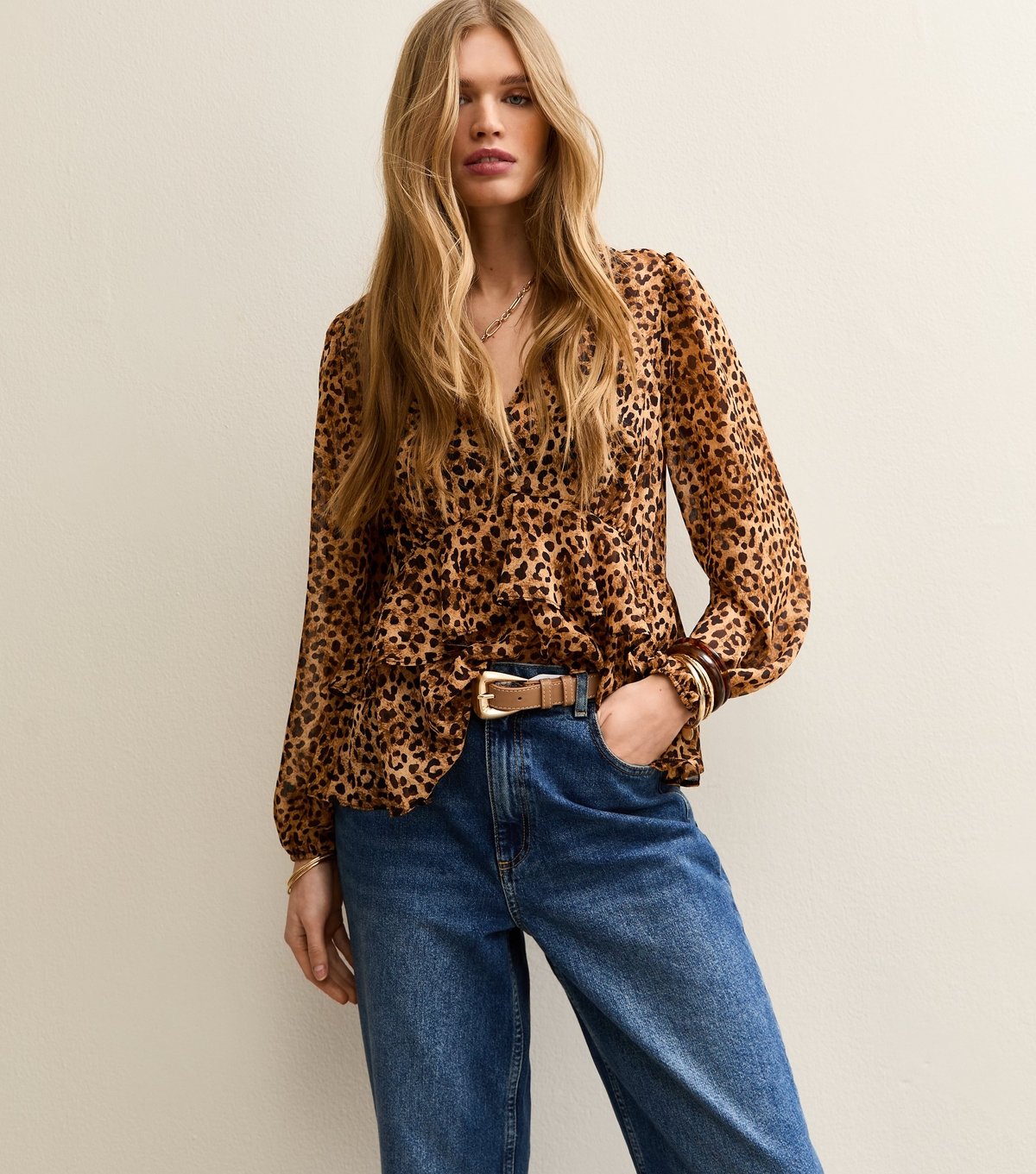 New Look Light Brown Faux Leather Large Buckle Belt New Look - 2