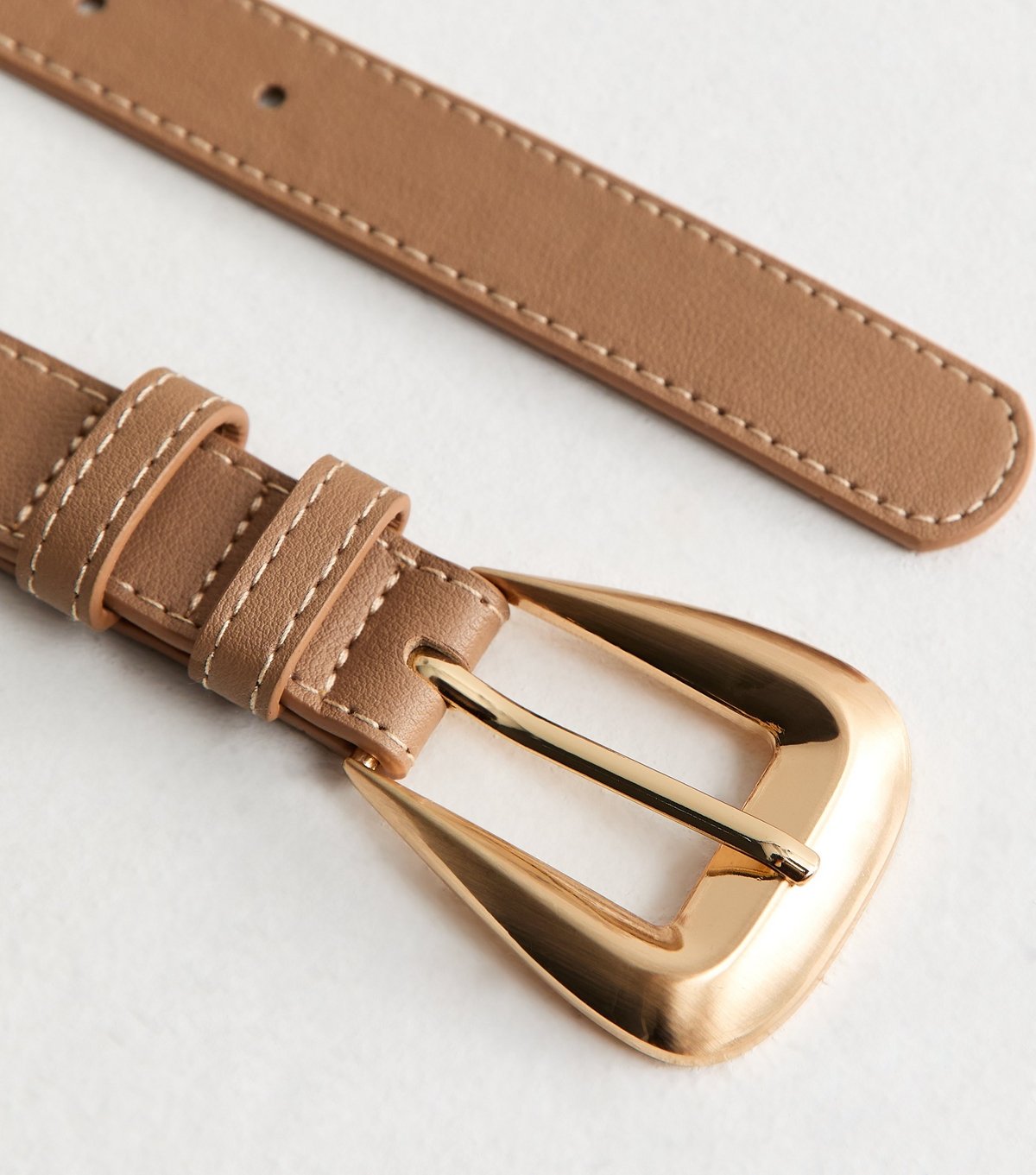 New Look Light Brown Faux Leather Large Buckle Belt New Look - 3