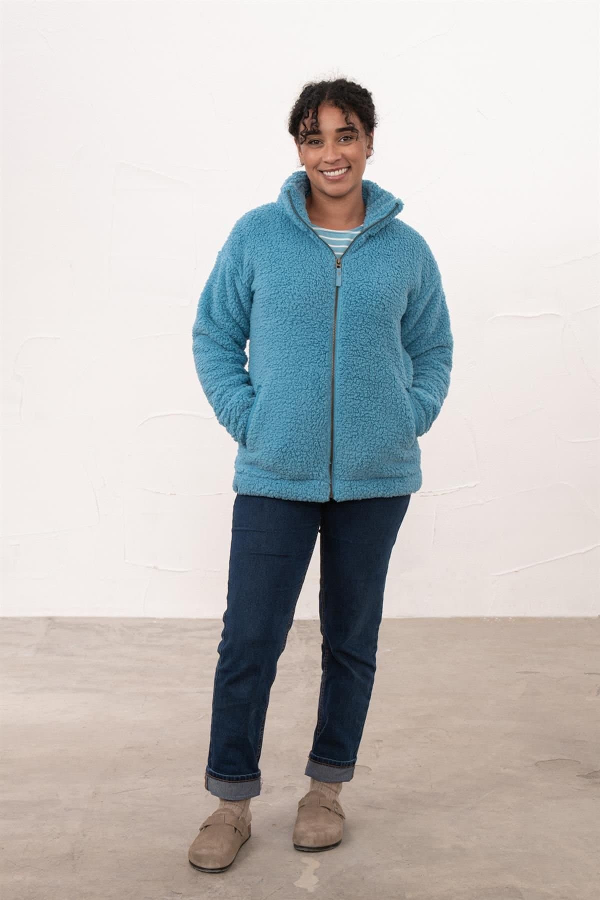 Lighthouse Clothing Lighthouse Clothing Women's Seashell Full Zip Sherpa Fleece in Bright Blue