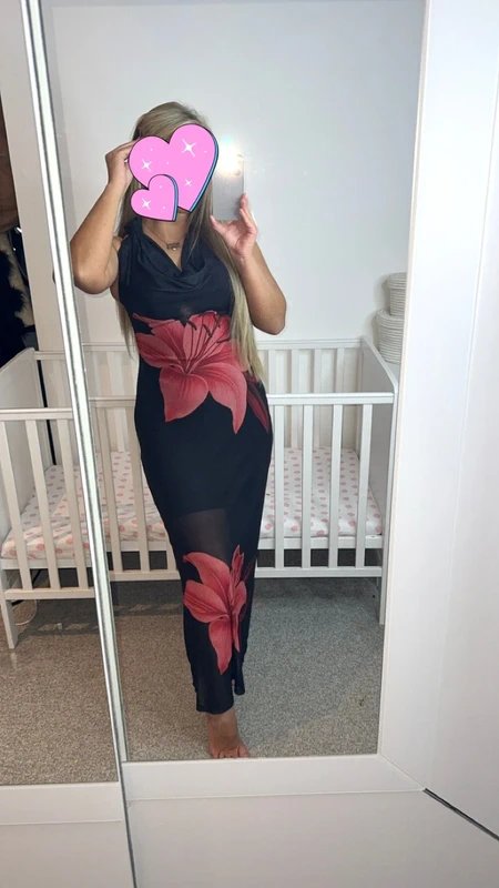 New Look Black floral print cowl halterneck maxi dress - 1