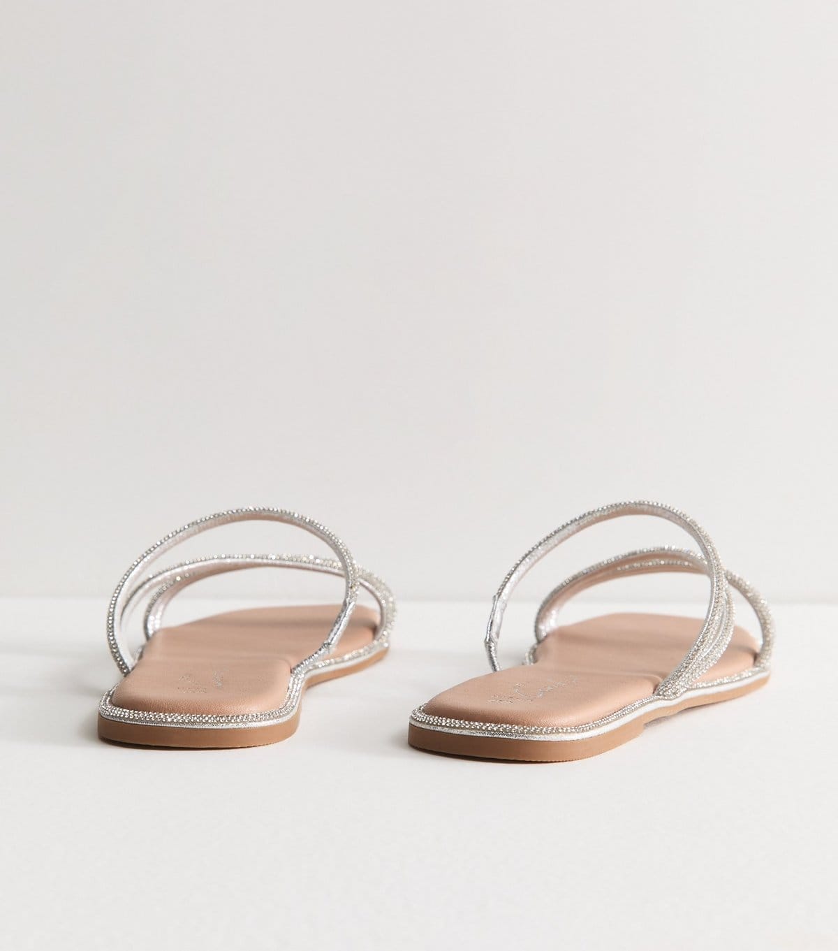 New Look Women's Wide Fit Silver Multi Strap Diamanté Embellished Sandals Vegan New Look - 4