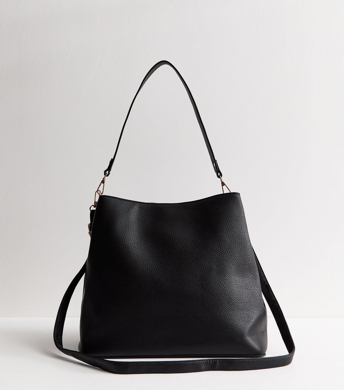 New Look Black Faux-Suede Panel Triple Compartment Tote Bag Vegan New Look - 4