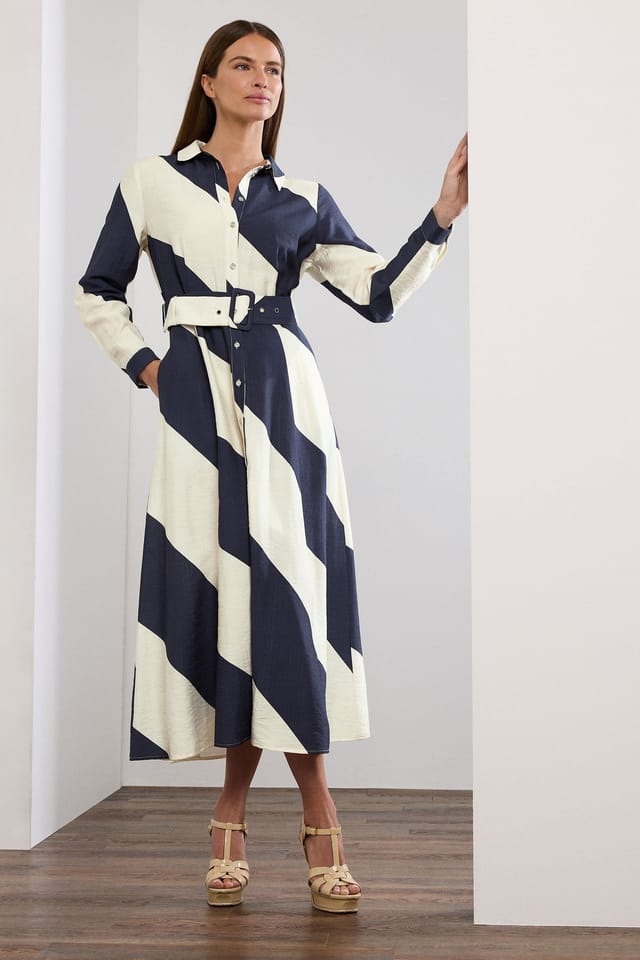 Star By Julien Macdonald Star by Julien Macdonald Women's Stripe Print Shirt Dress in Blue - 3