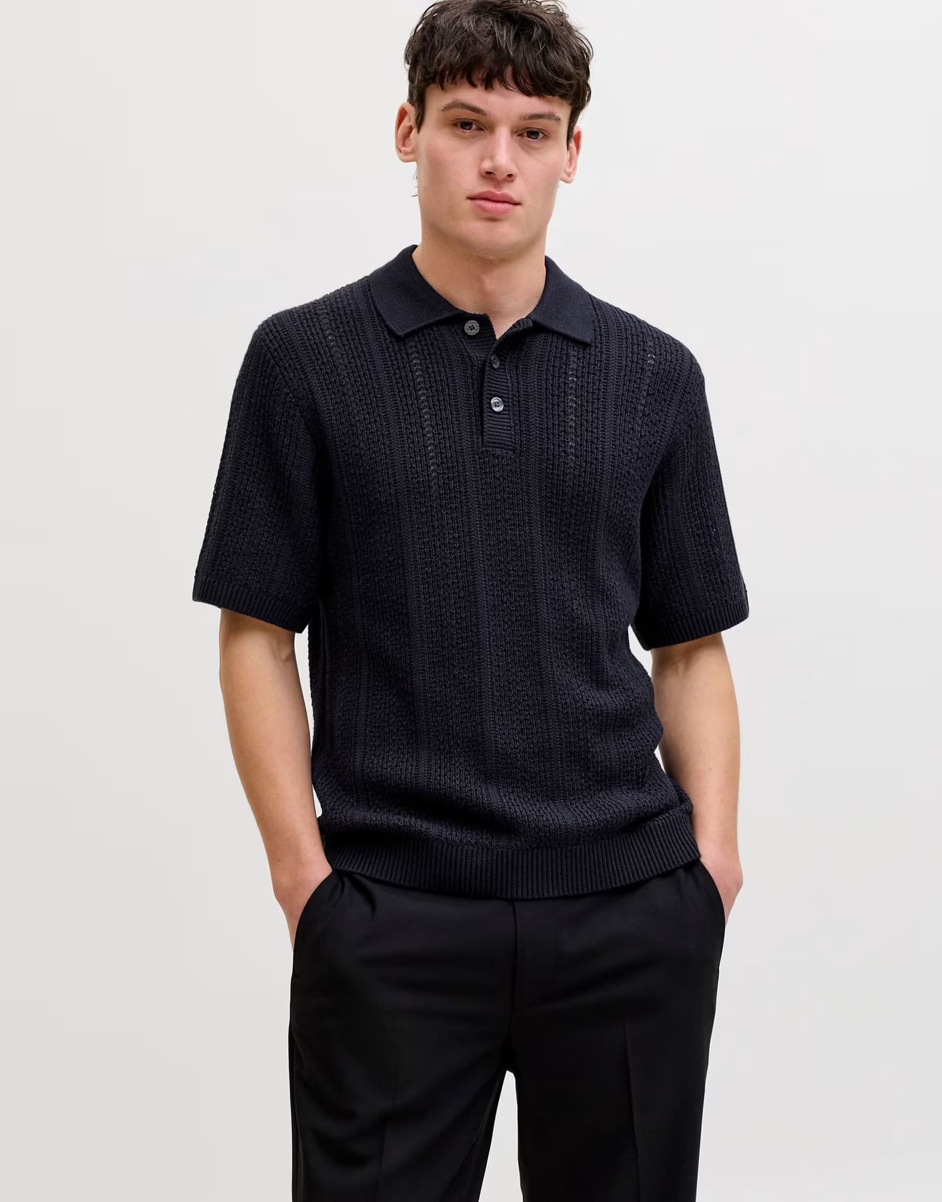 ASOS Jack & Jones Knitted polo in night sky