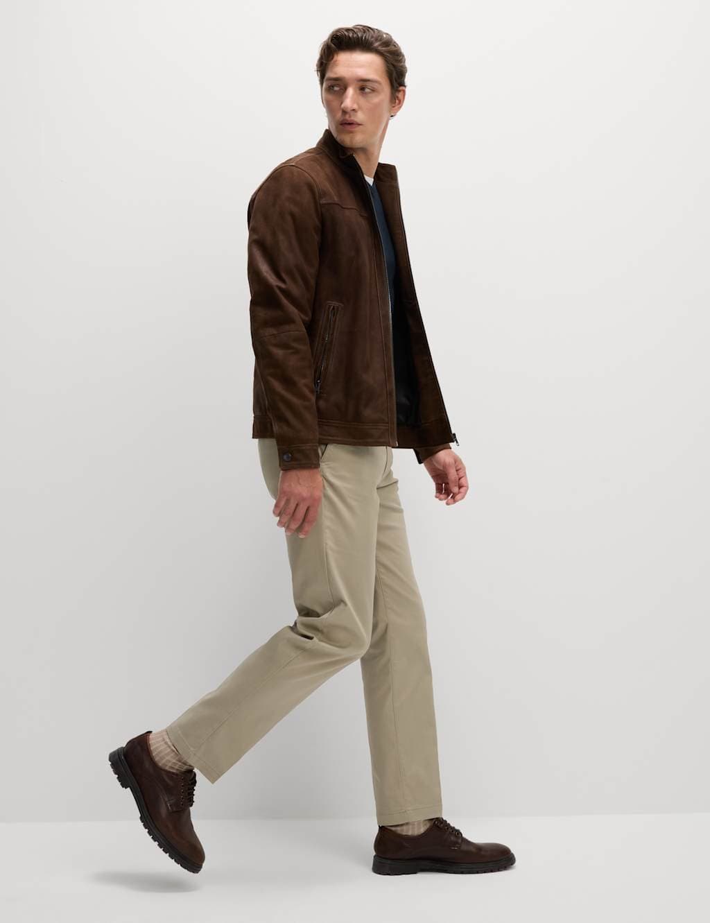 Marks & Spencer M&S Regular Fit Twill Chinos Mushroom