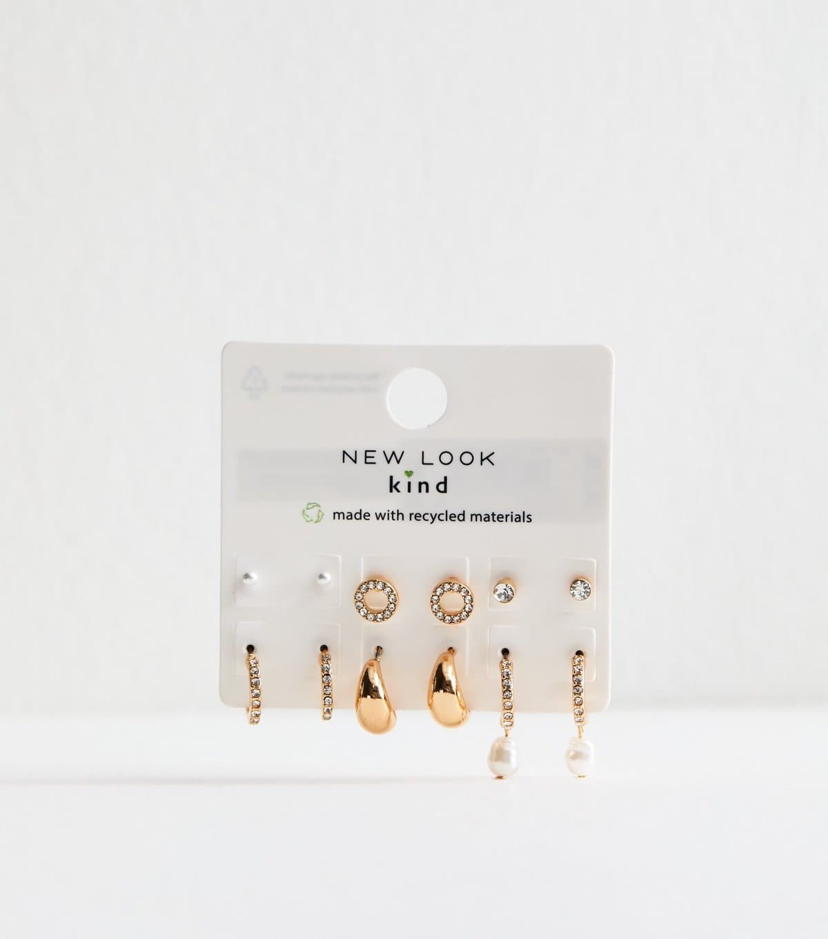 New Look Gold Tone Pack of 6 Faux Pearl and Diamante Earrings New Look