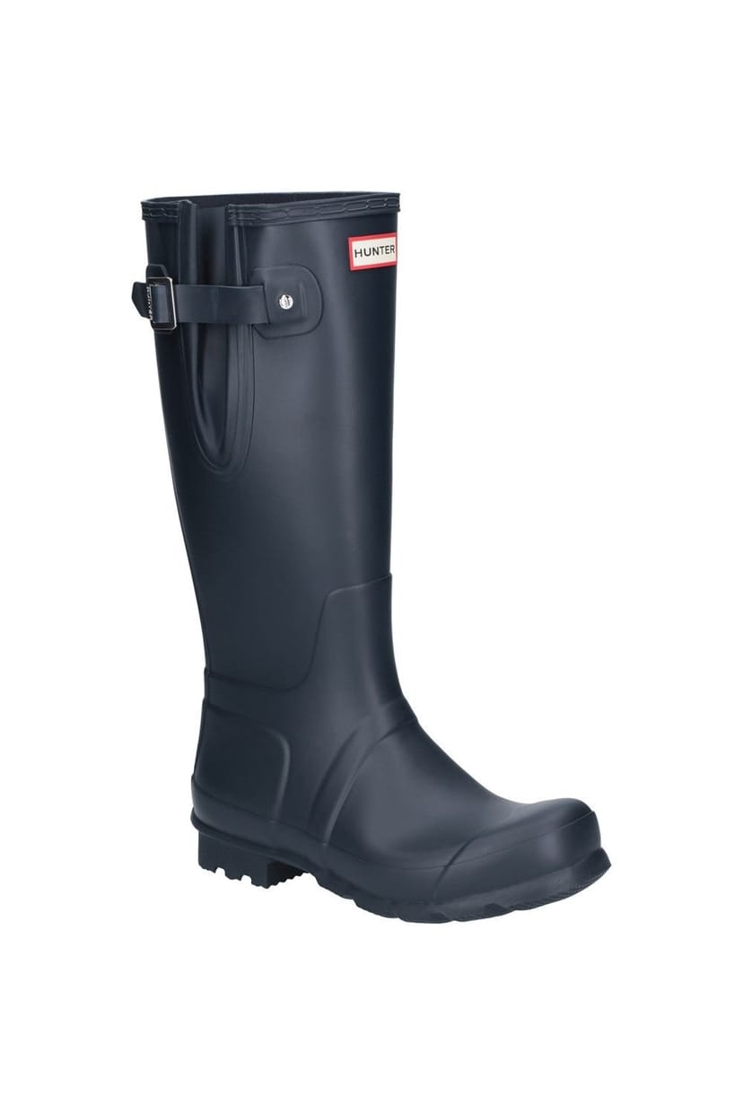 Hunter Hunter Men's 'Original Side Adjustable' Rubber Patterned Wellington Boots in Navy - 1