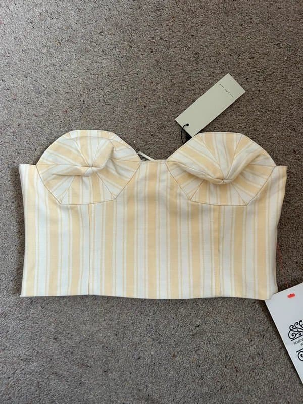 Never Fully Dressed Never fully dressed yellow stripe crop corset top