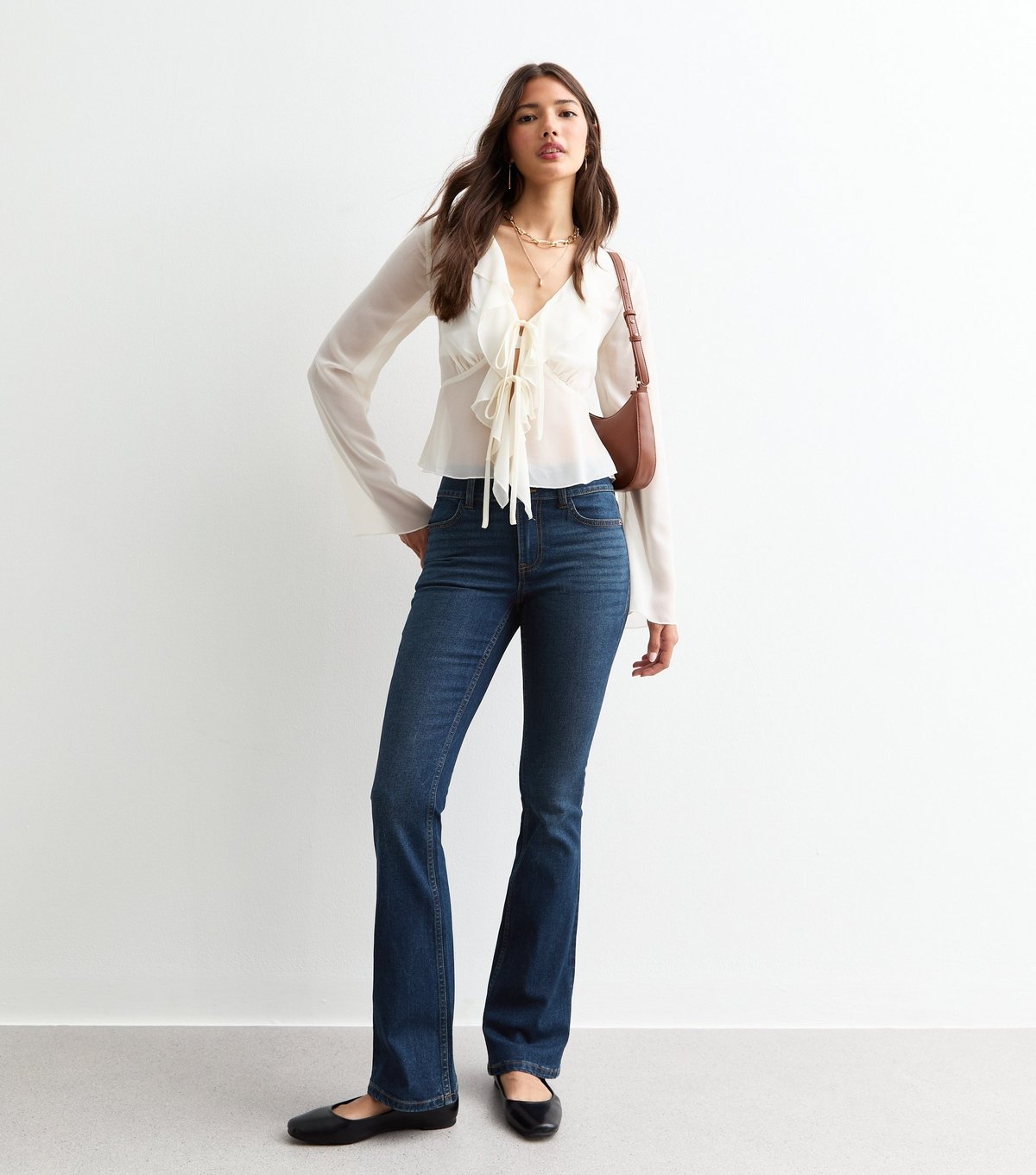 New Look Women's Navy Double Waistband Flared Jeans New Look - 3