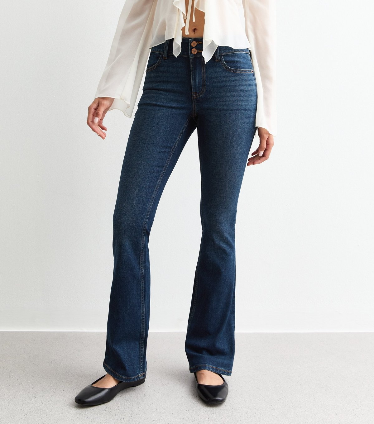 New Look Women's Navy Double Waistband Flared Jeans New Look - 4