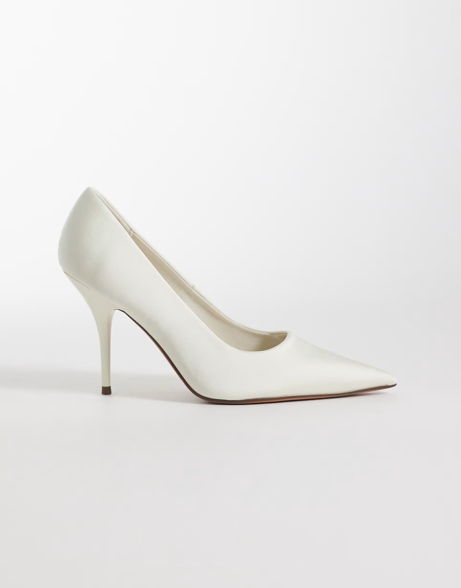 ASOS ASOS Satin Pointed Stiletto High Heel Shoes in Ivory