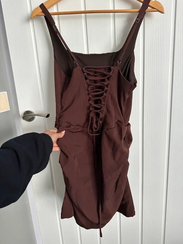 aria belle Aria Belle corset back brown mini dress size medium
