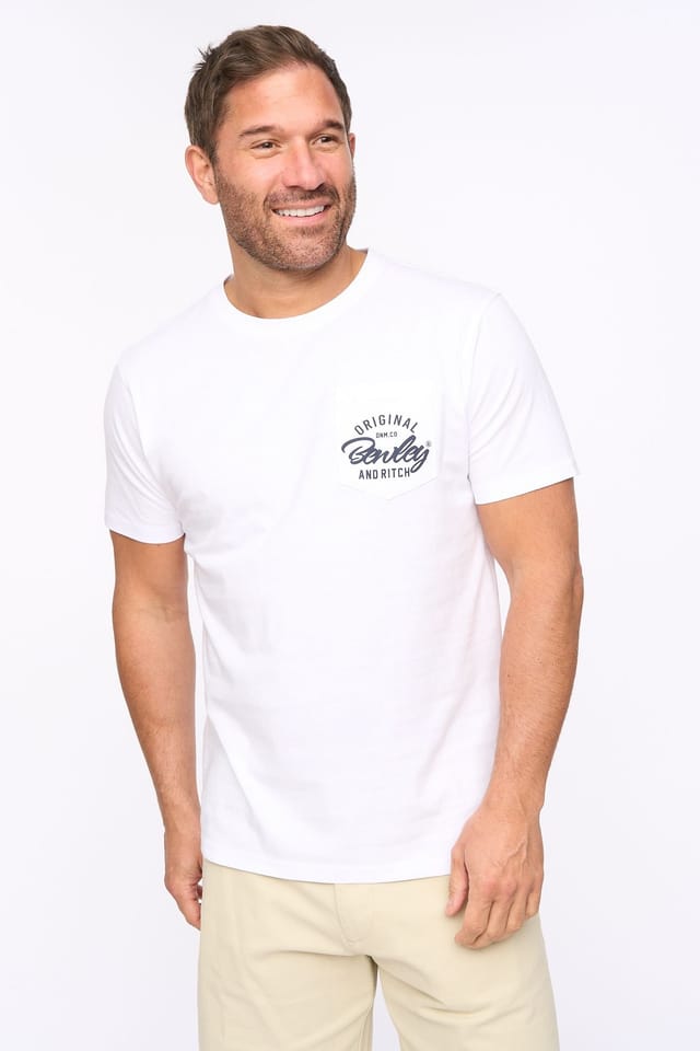 Bewley&Ritch Bewley&Ritch Men's Milestan 100% Cotton Crew Neck Short Sleeve T-Shirt in White - 2