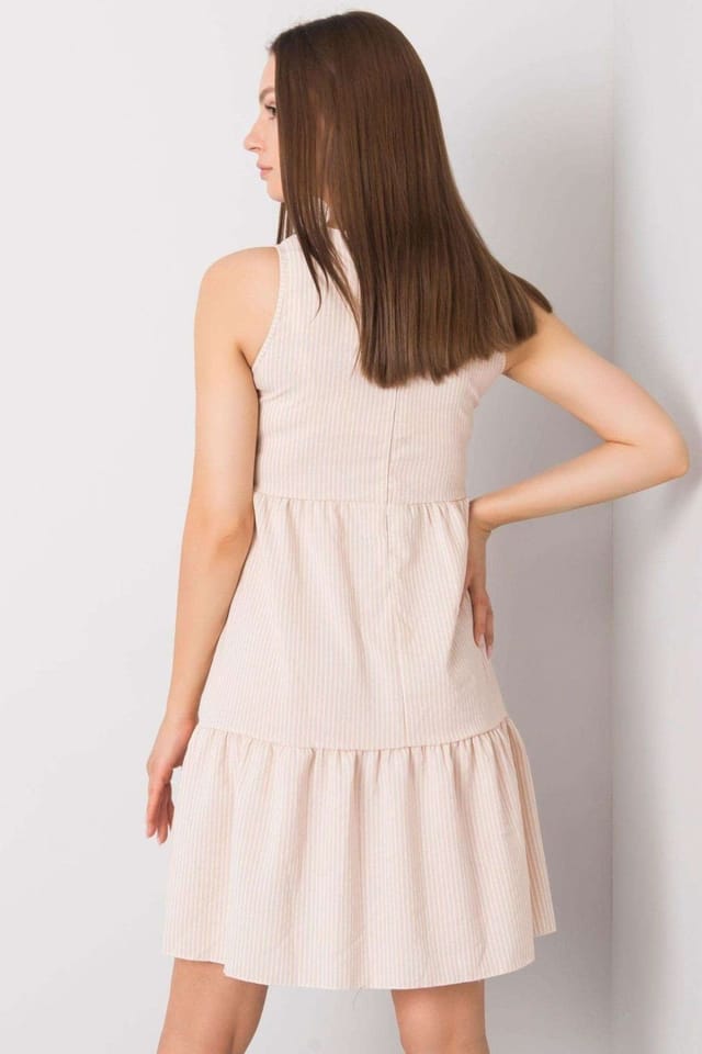 Love Lace Love Lace Women's Beige Sleeveless Everyday Dress Ruffle Covered Zip - 3