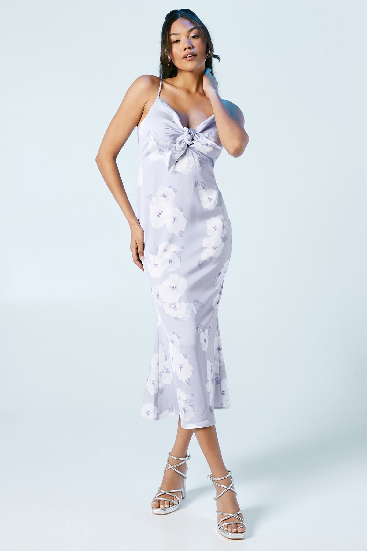 Oasis Oasis Women's Lavender Posy Strappy Tie Detail Bridesmaid Dress - 2