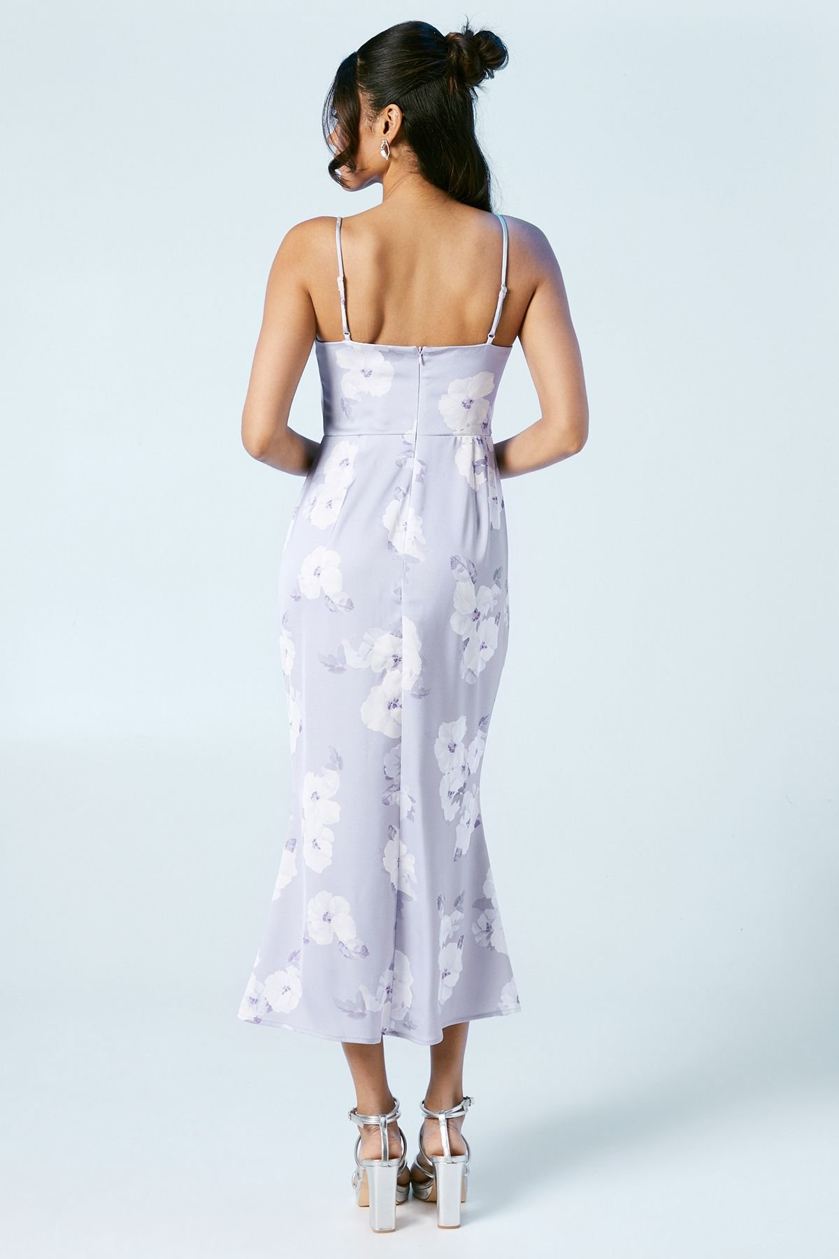 Oasis Oasis Women's Lavender Posy Strappy Tie Detail Bridesmaid Dress - 3