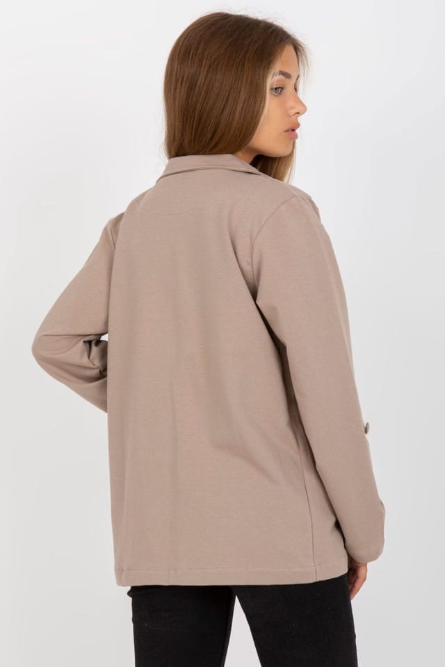 Love Lace Love Lace Women's Long Sleeve Sweat Jacket Button Front Fold Cuffs in Beige - 3