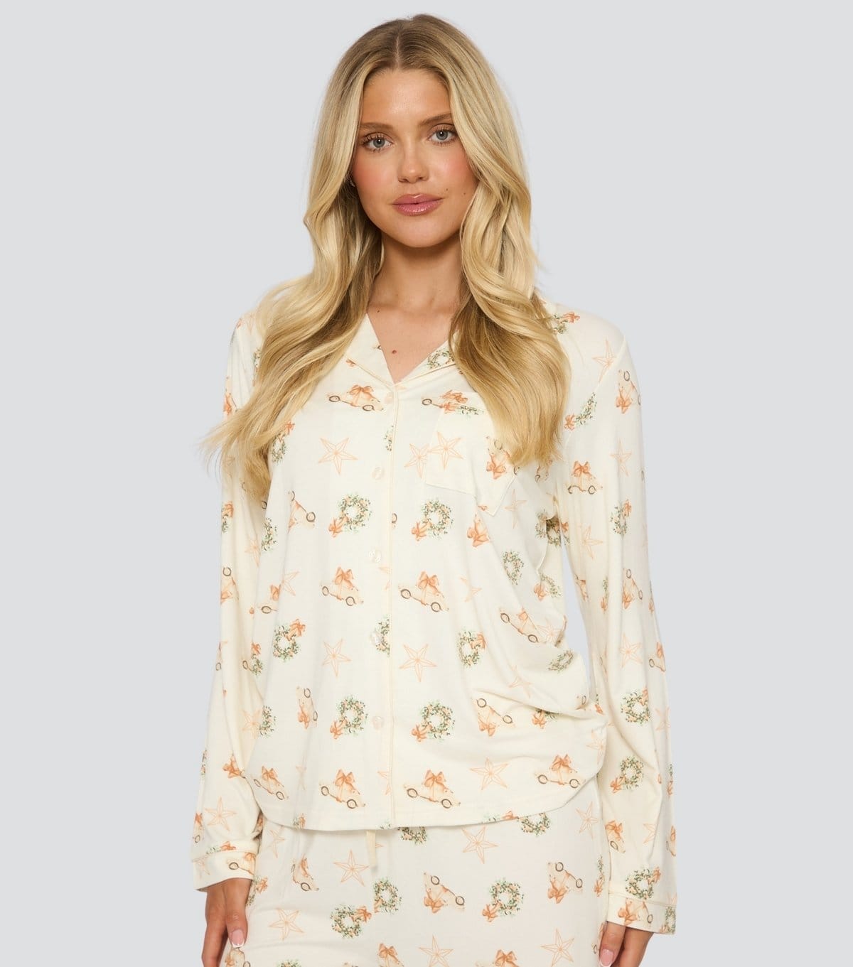 Loungeable Women's Cream Christmas Pyjama Set Loungeable New Look - 4