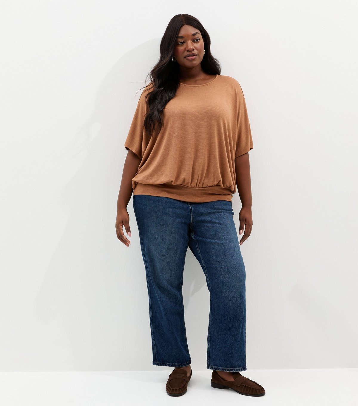 New Look Women's Plus Size Camel Slub Batwing Sleeve Top Curves New Look - 3