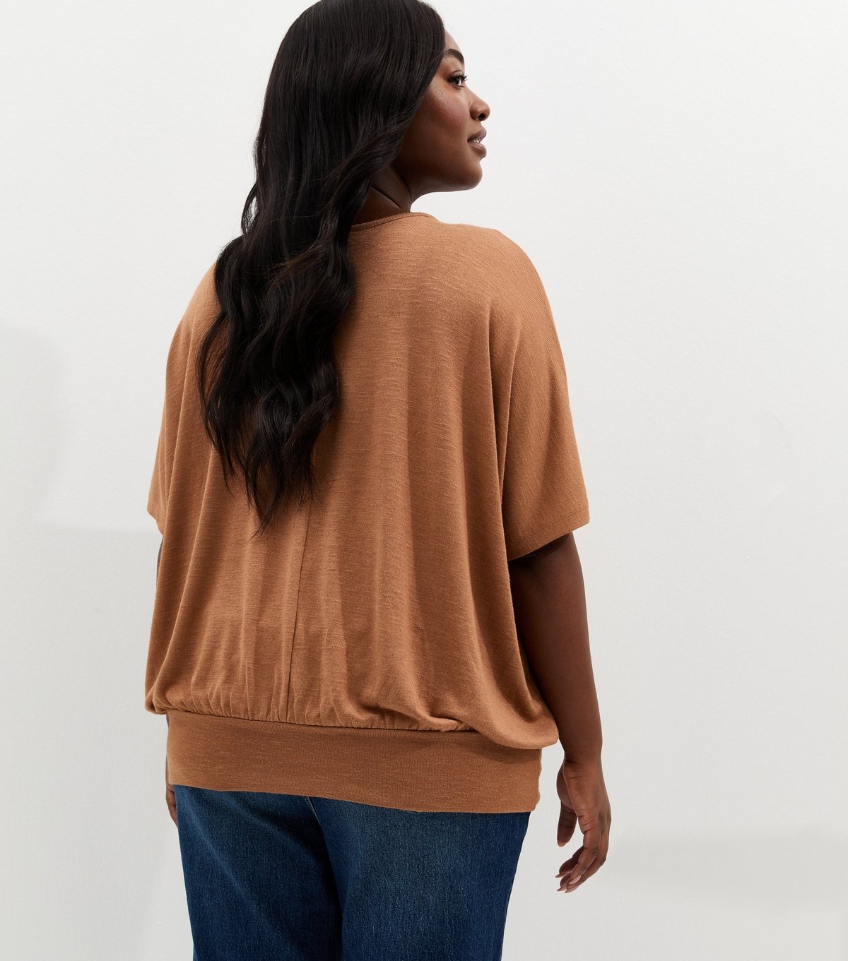 New Look Women's Plus Size Camel Slub Batwing Sleeve Top Curves New Look - 4