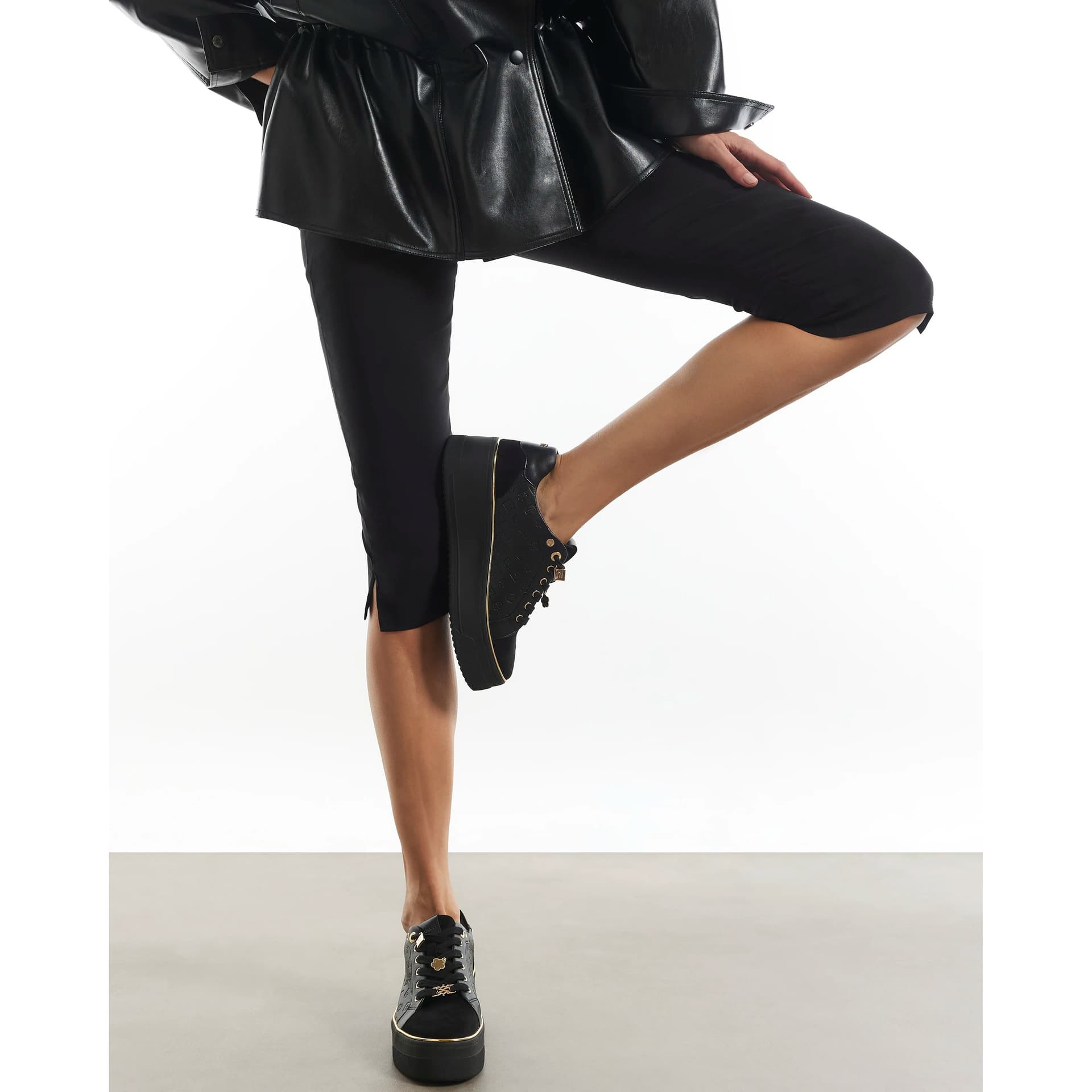 River Island River Island Womens Black Chunky Charm Monogram Trainers