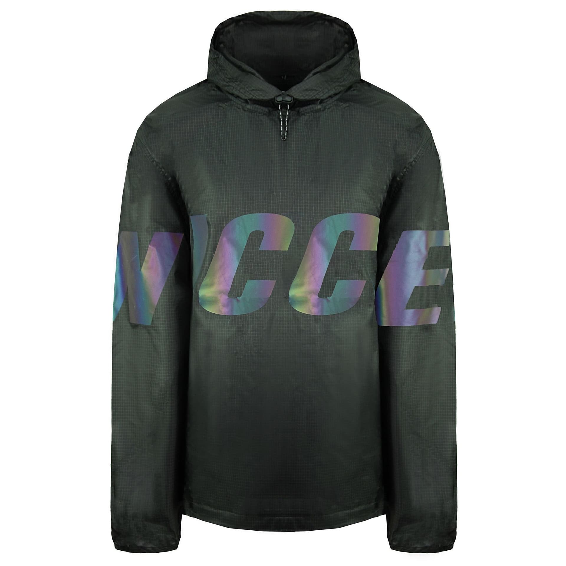 Nicce Nicce Men's Long Sleeve Pullover Black Reflective Pine Poncho in Metallics