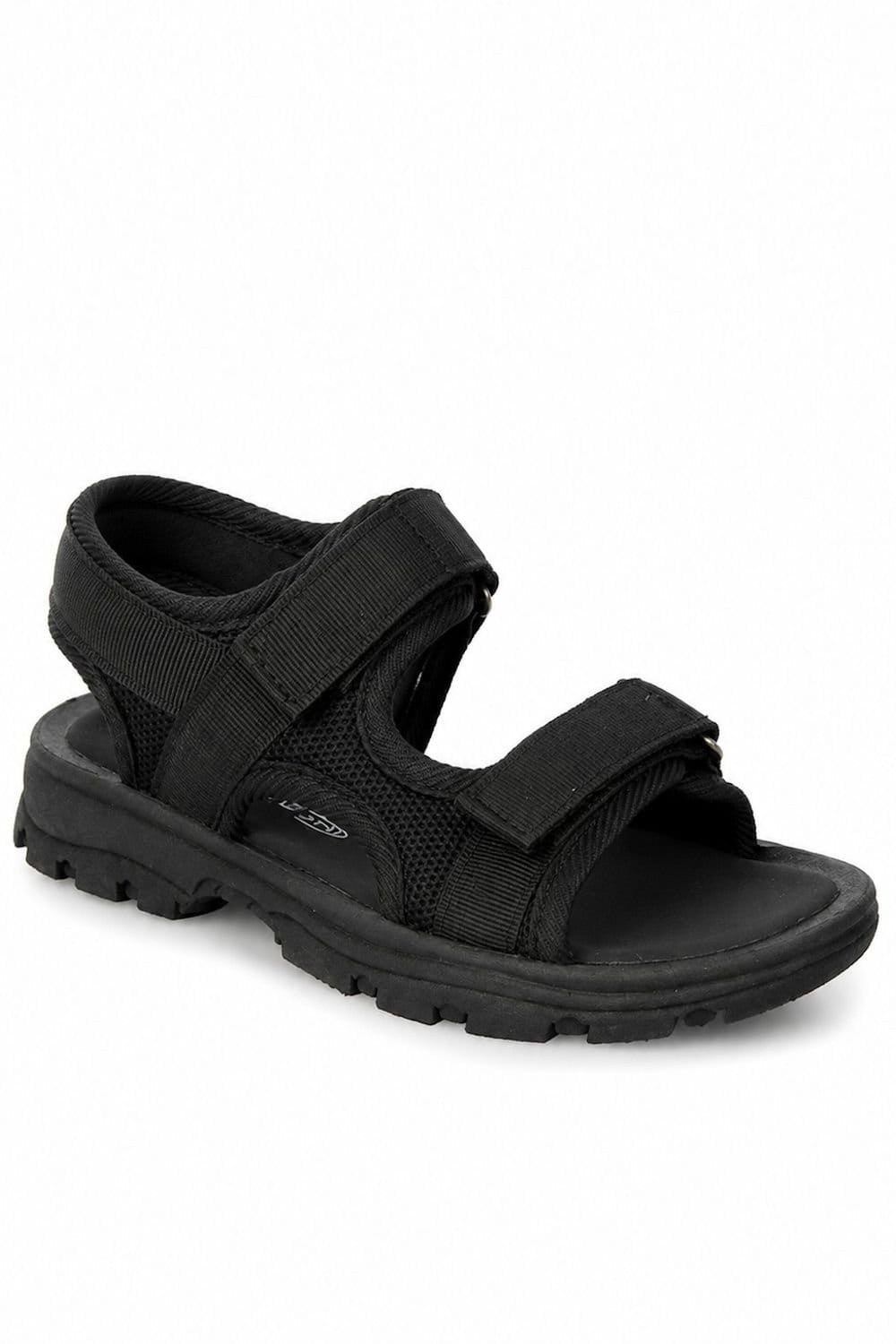 Spot On Spot On Men's Double Strap Trekking Sports Sandals in True Black - 1