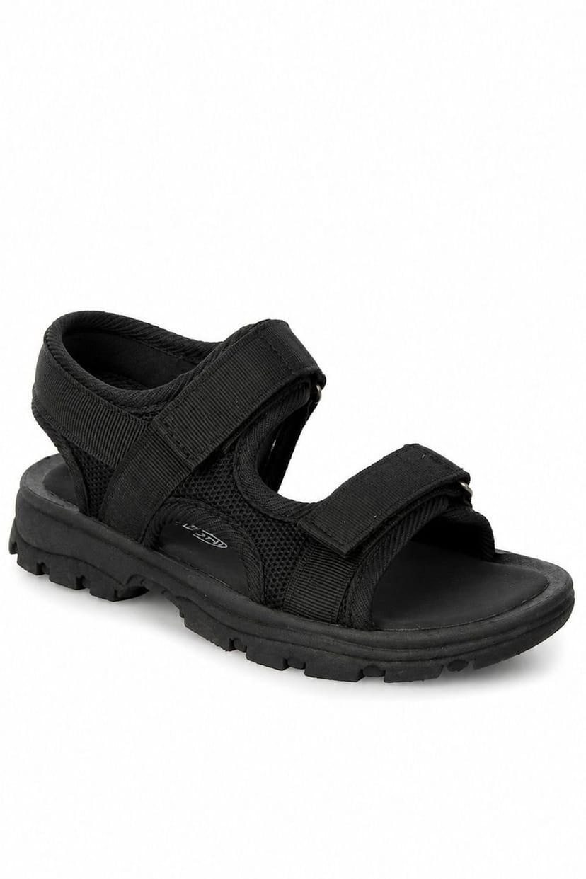Spot On Spot On Men's Double Strap Trekking Sports Sandals in True Black - 1