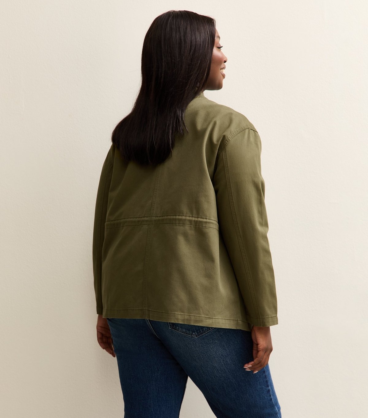 New Look Women's Plus Size Light Khaki Four Pocket Shacket Curves New Look - 4