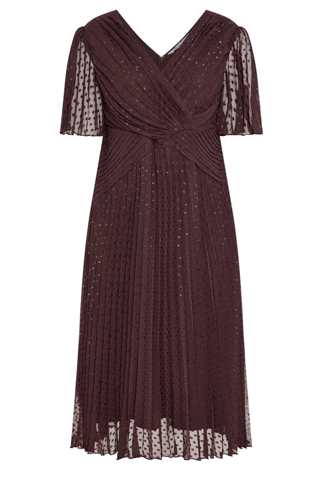 Yours Yours Women's Pleated Wrap Maxi Dress in Chocolate - 2