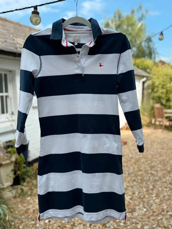 Jack Wills Navy White Striped Cotton Shirt Dress UK 6 XS