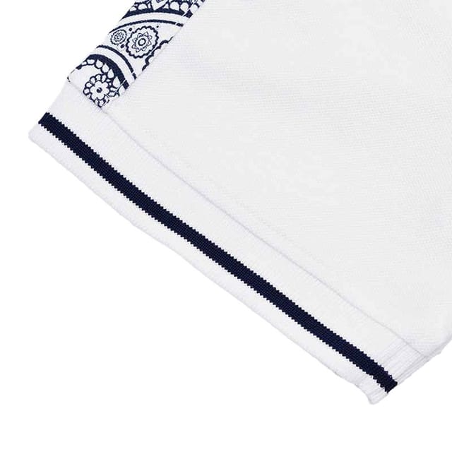 Lambretta Lambretta Men's SS24 Paisley Taped Polo Shirt in White - 3