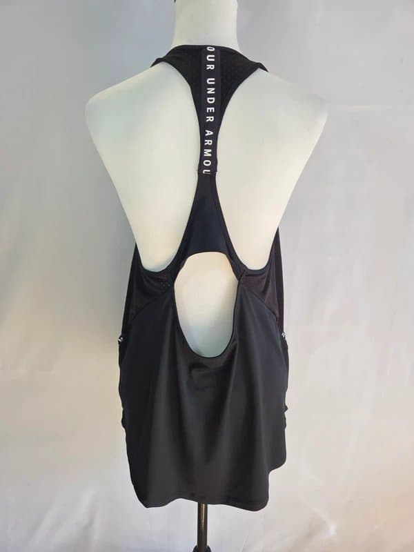 Under Armour Under Armour Black HeatGear Racerback Gym Vest Top UK L Loose Fit