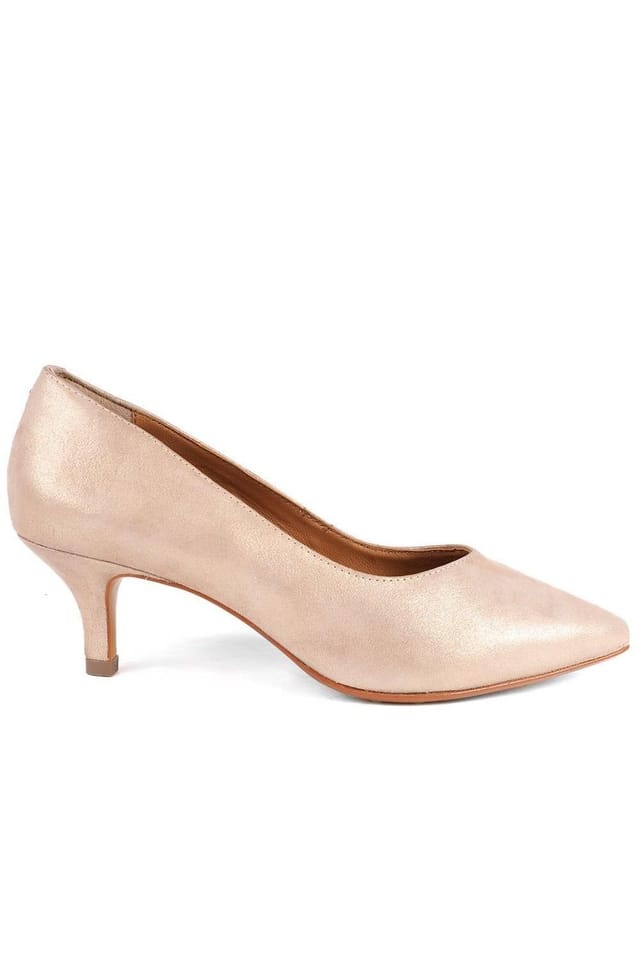 Jones Bootmaker Jones Bootmaker Women's Yulia Leather Stiletto-Heeled Court Shoes in Gold - 2