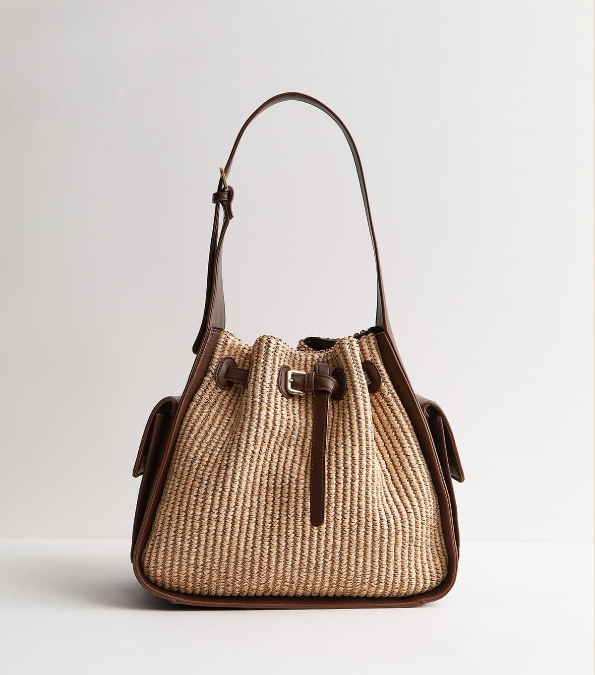 New Look New Look Brown Woven Belted Bucket Bag