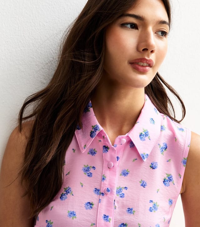 New Look Women's Pink Floral Print Button Up Tiered Mini Dress New Look - 3