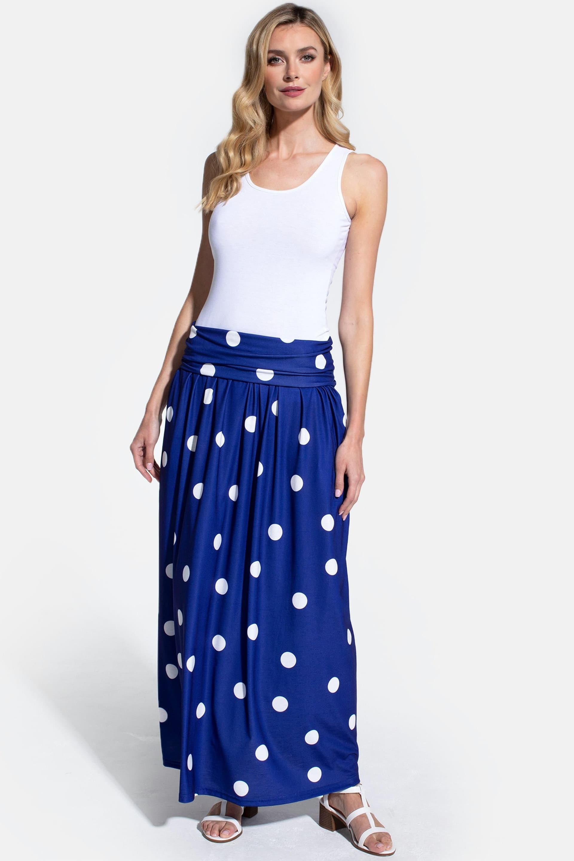 Hot Squash Hot Squash Women's Roll Top Maxi Skirt in Navy