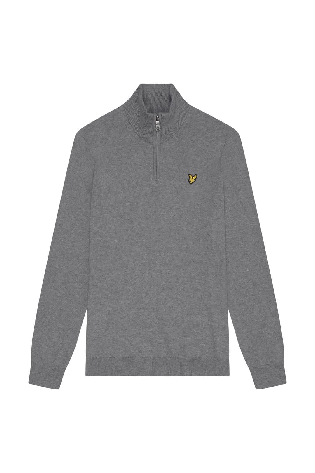 Lyle & Scott Lyle & Scott Men's Cotton Merino Quarter Zip Jumper Mid Grey Marl