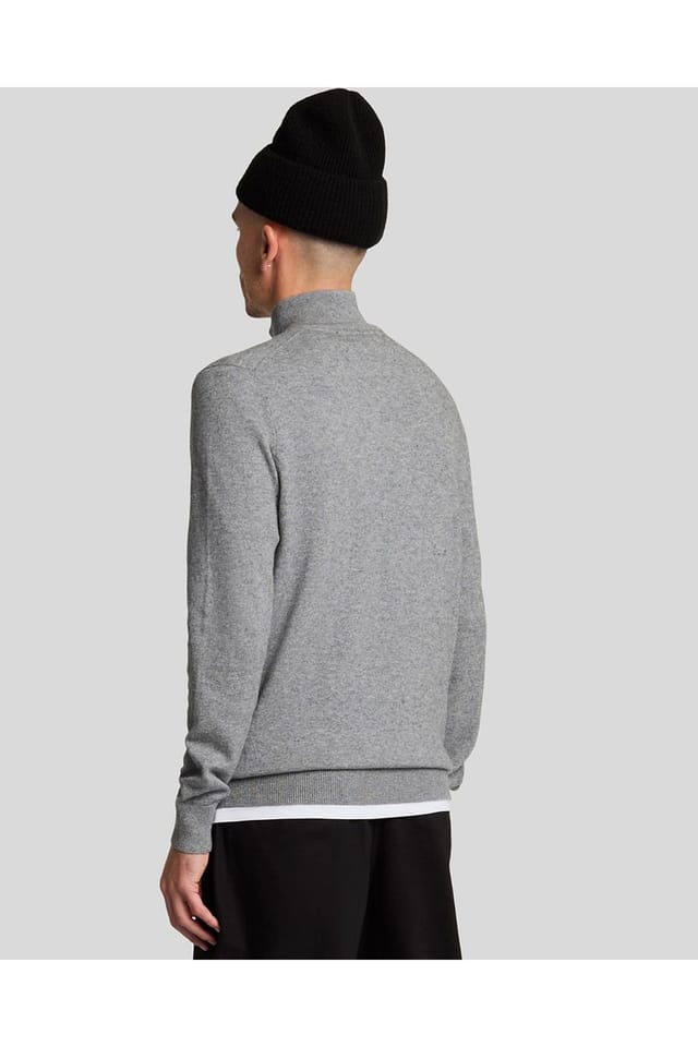 Lyle & Scott Lyle & Scott Men's Cotton Merino Quarter Zip Jumper Mid Grey Marl - 3