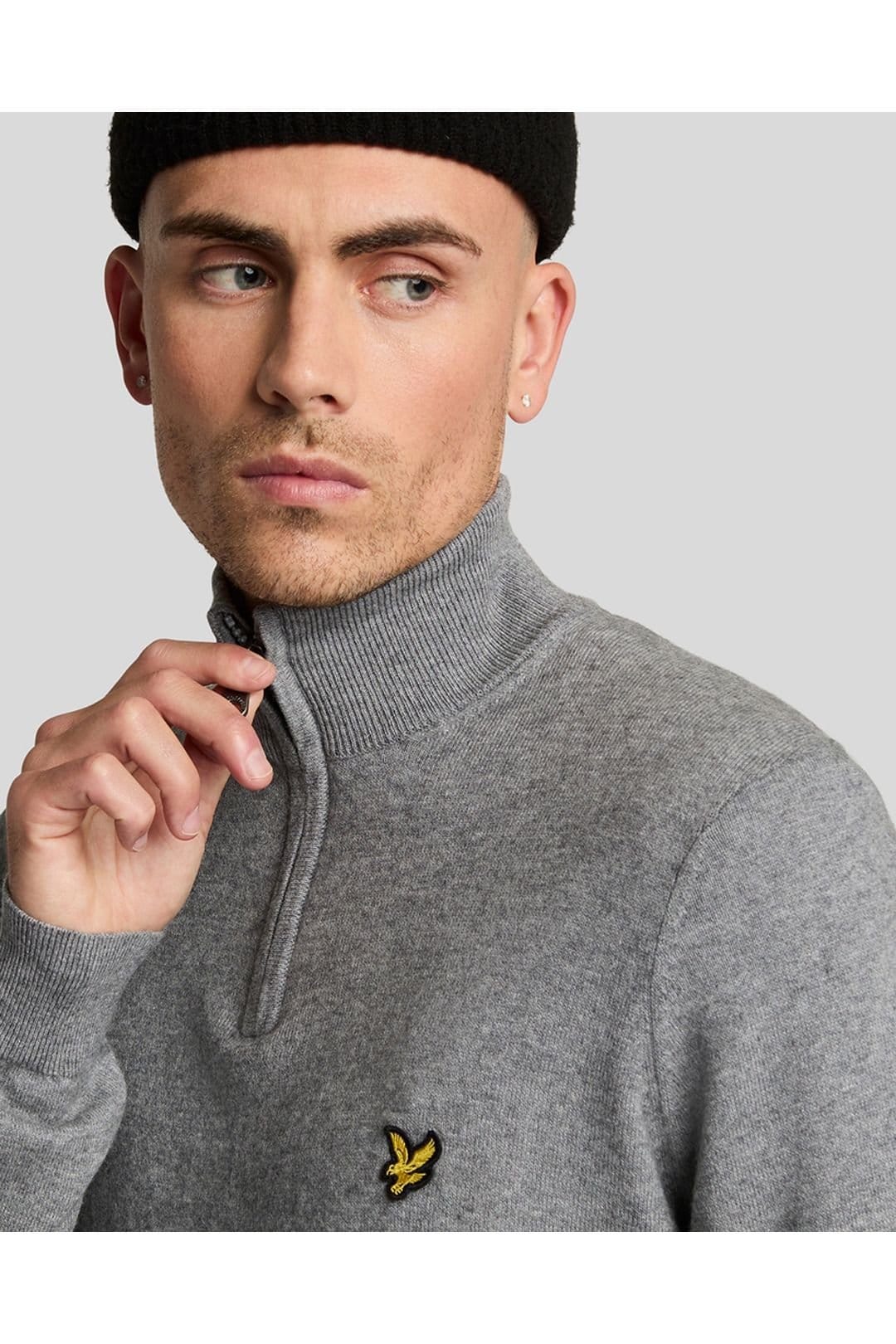 Lyle & Scott Lyle & Scott Men's Cotton Merino Quarter Zip Jumper Mid Grey Marl - 4