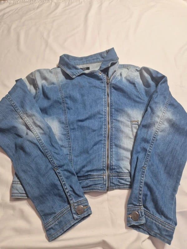 F&F F&F Zip Up Denim Jacket Size 16 Excellent Condition Blue Moto Jean Biker Jacket