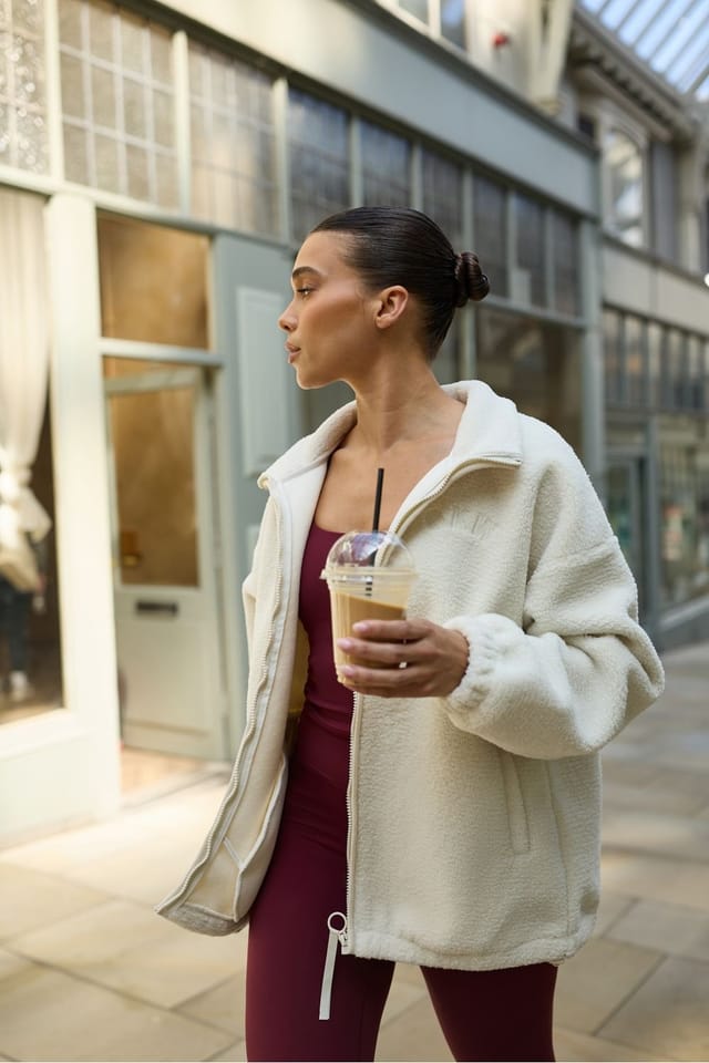 Gym King GYM KING Women's Borg Full Zip Cream Cream - 2