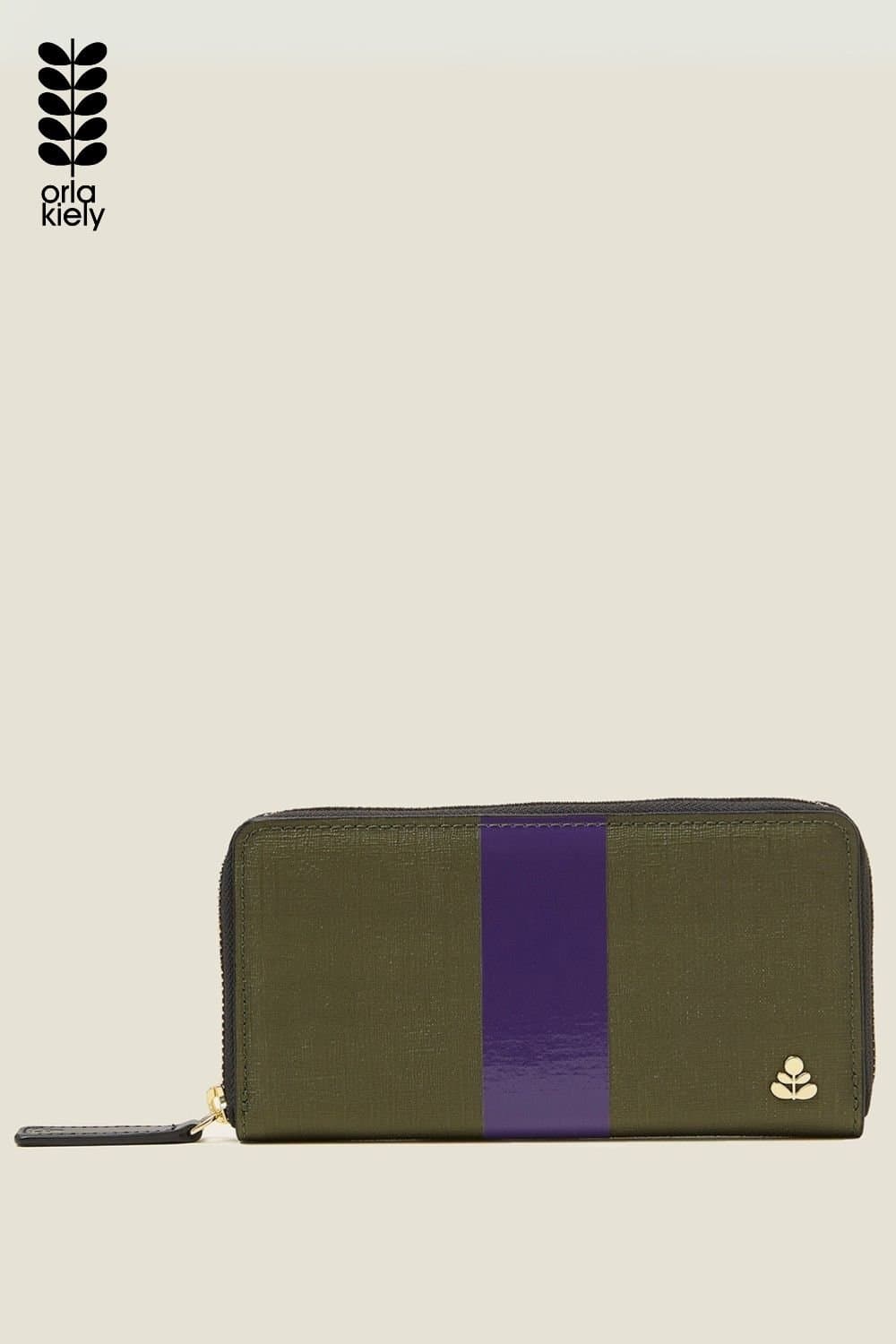 Orla Kiely Orla Kiely Forget Me Not Wallet - Spruce Purple in Green