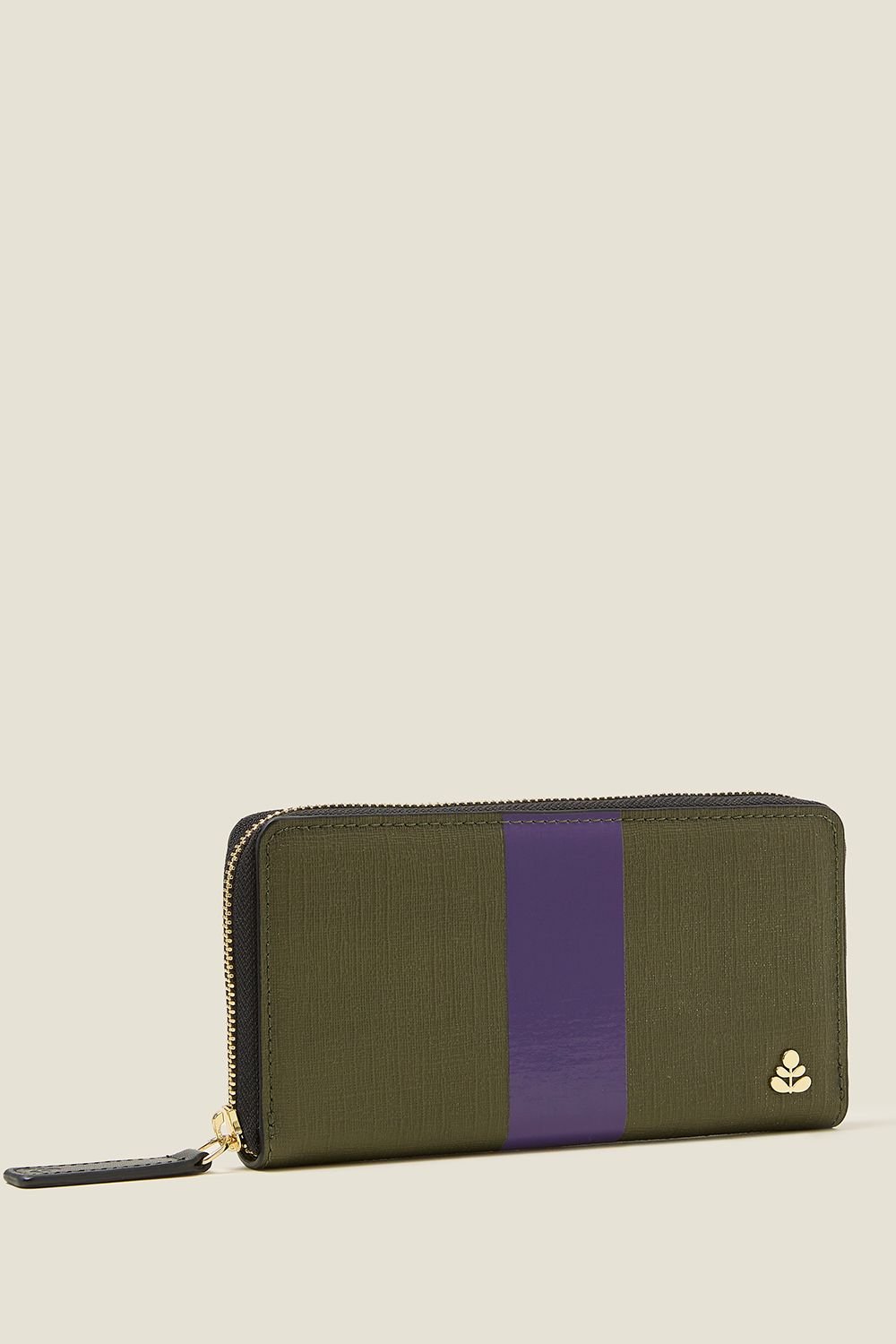 Orla Kiely Orla Kiely Women's Forget Me Not Wallet - Shiny Stripe Spruce Purple in Green - 2