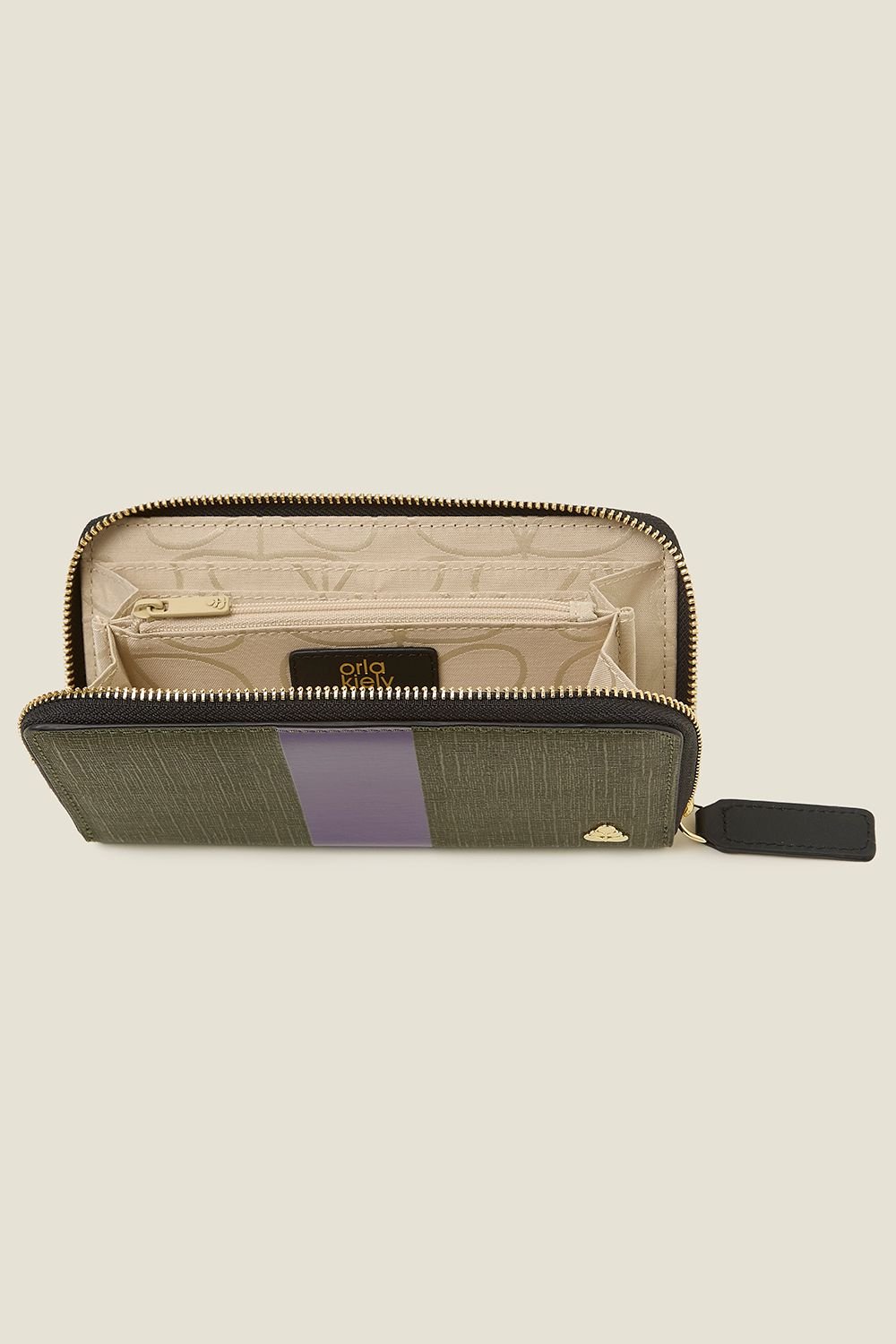 Orla Kiely Orla Kiely Women's Forget Me Not Wallet - Shiny Stripe Spruce Purple in Green - 3